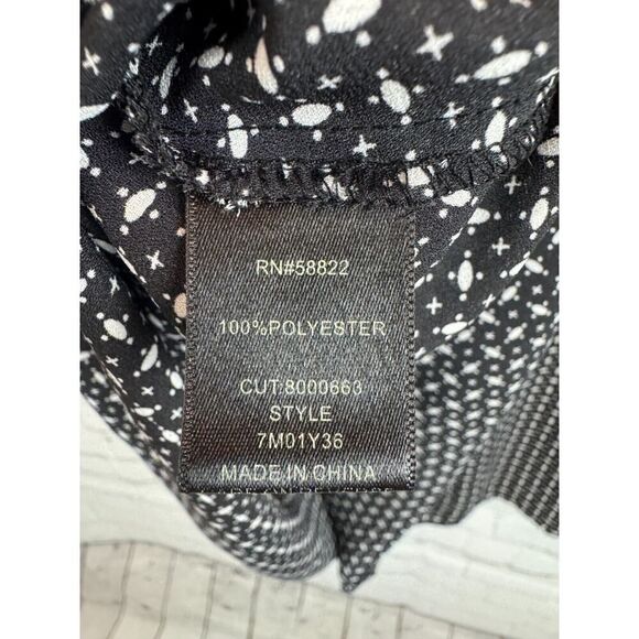 MAX STUDIO black white 3/4 flounce sleeve frill swing blouse top size S - Picture 10 of 10